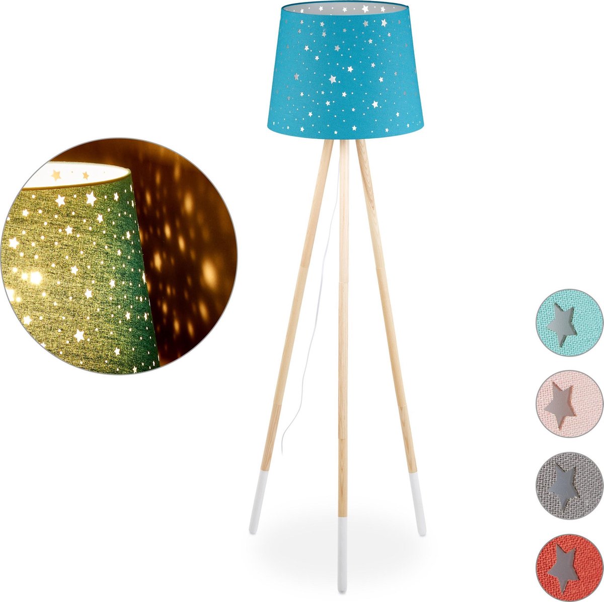 Lampe Suspendue Relaxdays Motif Espace - Lustre Enfant Multicolore, 155x35 Cm