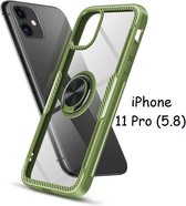 Apple iPhone 11 Pro Luxe Back Hoesje Metalen Ring houder - Groen
