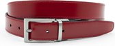 JV Belts Draaibare reversible riem rood/zwart - heren en dames riem - 3 cm breed - Zwart / Rood - Echt Leer - Taille: 95cm - Totale lengte riem: 110cm