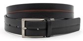 heren riem zwart 3.5 cm breed - Zwart - Casual - Echt Leer - Taille: 110cm - Totale lengte riem: 125cm