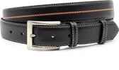 Zwarte heren riem 3 cm breed - Zwart - Casual - Echt Leer - Taille: 105cm - Totale lengte riem: 120cm