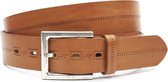 Stijlvolle camel  riem met laserprint 3.8 cm breed - Camel  - Echt Leer - Taille: 115cm - Totale lengte riem: 130cm