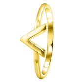 Lucardi Dames Ring V goldplated - Ring - Cadeau - Echt Zilver - Goudkleurig