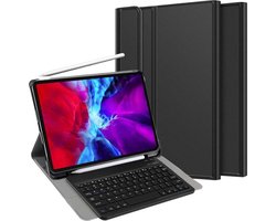 Just in Case tablet Hoes met Toetsenbord geschikt voor iPad Pro 12.9 (2020) - AZERTY Bluetooth Keyboard Case - Zwart
