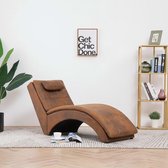 Chaise longue met kussen kunstsuéde bruin