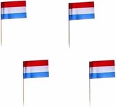 Cocktailprikkers Nederland - 500x - rood/wit/blauw - 8cm - Holland vlaggetjes