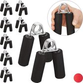 Relaxdays 16x knijphalter - handknijper - handtraining - handtrainer - 40 kg - zwart