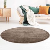 Rond vloerkleed effen velours Gala - bruin 150 cm rond