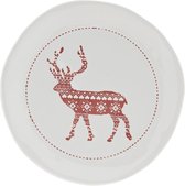 Clayre & Eef Servies Dinerbord Ø 20*3 cm Rood Aardewerk Rond Rendier Eetbord