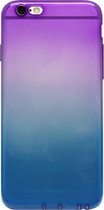 ADEL Siliconen Back Cover Softcase Hoesje Geschikt voor iPhone 6(S) Plus - Kleurovergang Paars en Blauw