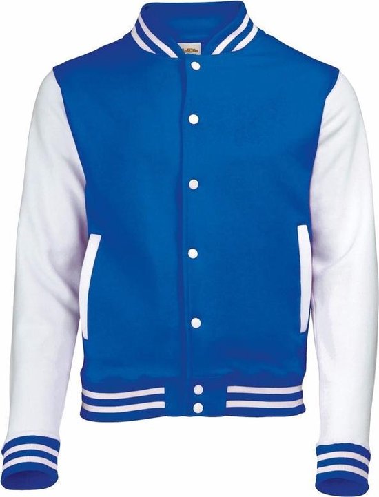 Blauw met wit college jacket voor heren 2XL | bol.com