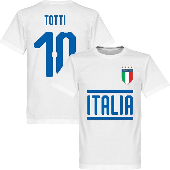 Italië Totti 10 Team T-Shirt - Wit - M