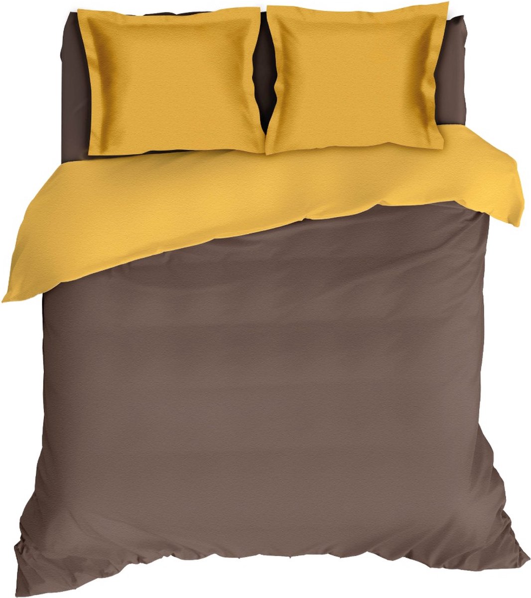 Romanette Comtesse - Flanel - Dekbedovertrek - Lits-jumeaux - 240x200/220 cm + 2 kussenslopen 60x70 cm - Bruin/Oker