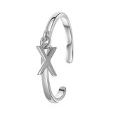 Lucardi Dames Ring dangle alfabet - Ring - Cadeau - Echt Zilver - Zilverkleurig