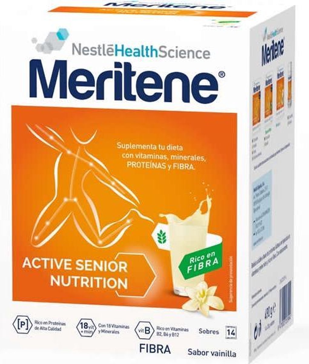 Meritene Active Senior Nutrition Batido Sabor Vainilla Rico En Fibra 14 Sobres