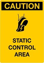 Sticker 'Caution: static control area', geel, 105 x 148 mm (A6)