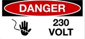 Sticker 'Danger: 230 Volt' 300 x 150 mm