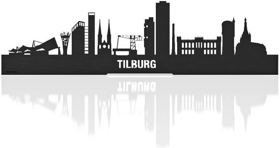 Standing Skyline Tilburg Zwart hout  - 40 cm - Woondecoratie design - Decoratie om neer te zetten
