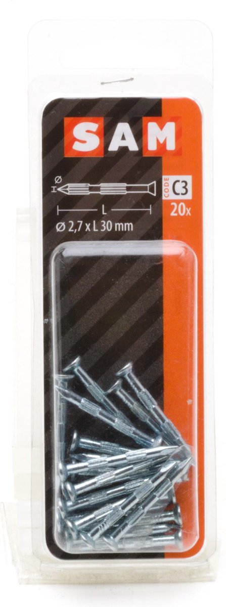 Sam ribnagels met Platte kop 2,7x L30 mm 20 stuks