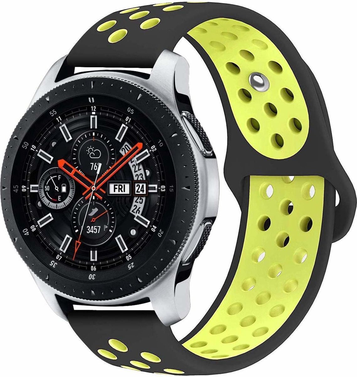 Geschikt voor Samsung Galaxy Watch sport band - zwart/geel - 41mm / 42mm