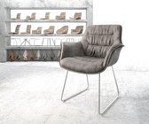 Armleunstoel Kaira-Flex slipframe roestvij staal vintage grijs