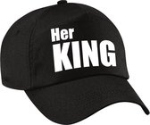 Her King pet / cap zwart met witte letters voor heren - Koningsdag - verkleedpet / feestpet