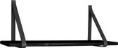 Foyle wandplank 120x20 cm zwart, leren riemen zwart.