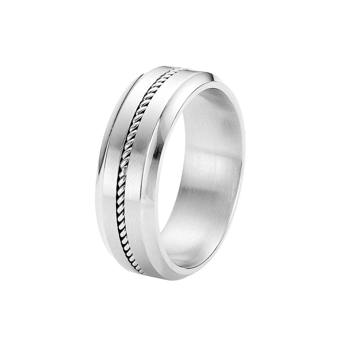 Lucardi Heren Ring kabel - Ring - Vaderdag Cadeautje - Staal - Zilverkleurig