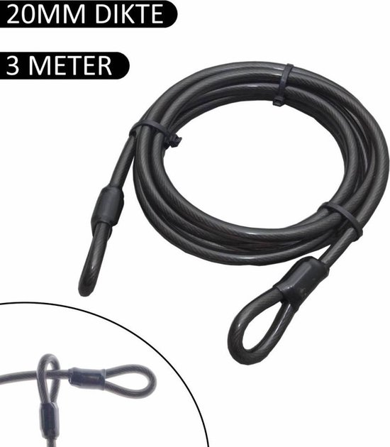Câble antivol, L.1 m x Diam.3 mm