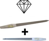 2X Solingen - Professionele Diamanten Nagelvijl (1 reis set) - 1 X Diamant Vijl Curved / Hol (20cm) - 1 X Diamant Vijl Plat (15CM) - Altijd Mooie & Verzorgde Nagel - Manicure & Ped