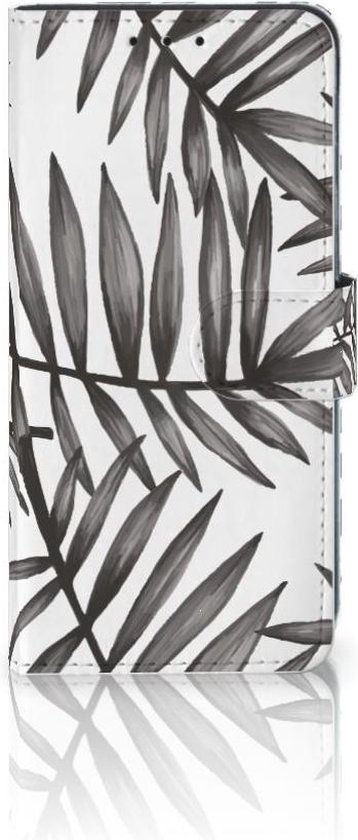 PU Premium Housse pour Xiaomi Redmi 8A Portefeuille Feuilles Grises