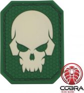 Doodshoofd 3D PVC patch embleem Fluo groene achterkant en klittenband
