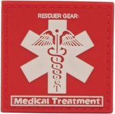 Star of Life Rescue Medical Treatment  PVC Medische patch embleem Rood met klittenband