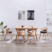 Eetkamerstoelen 6 st gebogen hout en kunstleer zwart