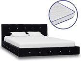 Bed met traagschuim matras fluweel zwart 120x200 cm