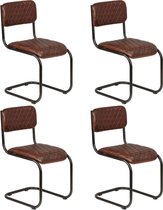 Eetkamerstoelen 4 st echt leer bruin
