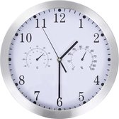Wandklok met quartz-mechanisme hygrometer thermometer 30 cm wit