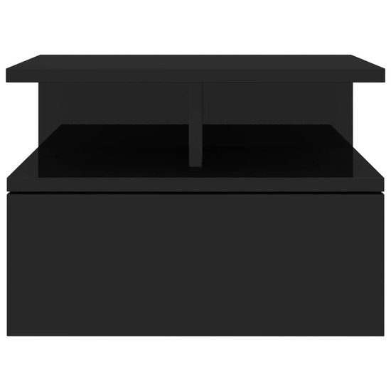 Nachtkastje zwevend - Spaanplaat - Hoogglans zwart - 40 x 31 x 27 cm - 2 st