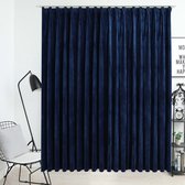 Gordijn verduisterend met haken 290x245 cm fluweel blauw