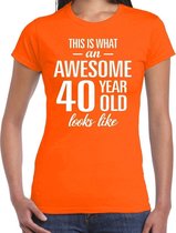 Awesome 40 year / 40 jaar cadeau t-shirt oranje dames S