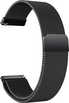 Luxe milanees bandje geschikt voor Samsung Galaxy Watch 42 mm / Watch 3 41 mm / Watch 4 (Classic) / Active / Active 2 - 20 mm - zwart - TrendParts
