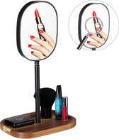 relaxdays make up spiegel met 3x vergroting - scheerspiegel - op voet - draaibaar - plank