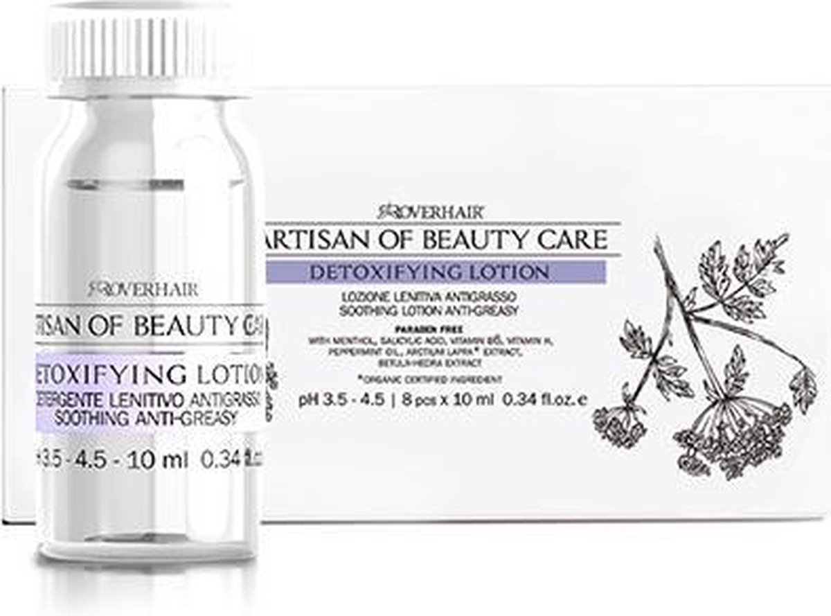 Roverhair Artisan Beauty Care Detoxifying Anti-greasy Lotion 8x10ml Ampullen Vette Hoofdhuid/haar 80ml