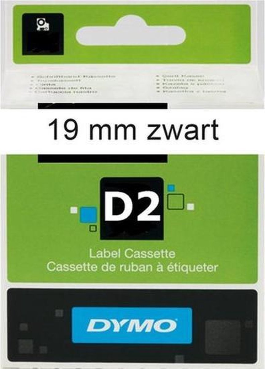 Lettertape Dymo D2 61911 Wit-Zwart 19mmx10m Per stuk