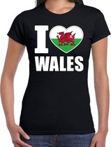 I love Wales t-shirt Verenigd Koninkrijk zwart voor dames S