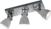LED Plafondspot - Trion Conry - GU10 Fitting - 3-lichts - Rechthoek - Mat Grijs Beton Look - Aluminium - BES LED