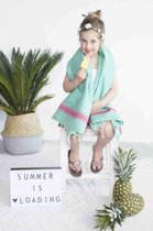 Kids Hamamdoek Turquoise Pink - 140x70cm - dun kinder strandlaken - sneldrogende handdoeken - saunadoek - kleine hamamdoek - reishanddoek - zwem handdoek