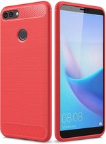 Huawei Y9 2018 - Geborstelde TPU Cover - Rood
