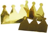 Kroontjes - 6 stuks - van karton - goud - omtrek 52 - 59 cm