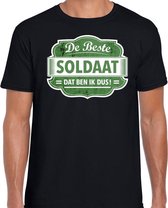 Cadeau t-shirt voor de beste soldaat voor heren - zwart met groen - soldaat - kado shirt / kleding - vaderdag / collega S
